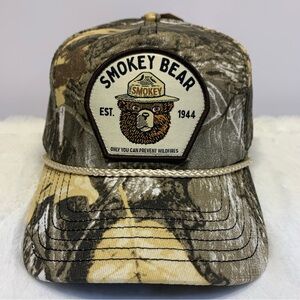 Smokey The Bear Forest Camo Snapback Trucker Hat Rope Accent Mad Engine OSFM